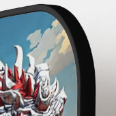 Dragon's Majesteit: Zilveren Draak Pickleball Paddle (Links Detail)