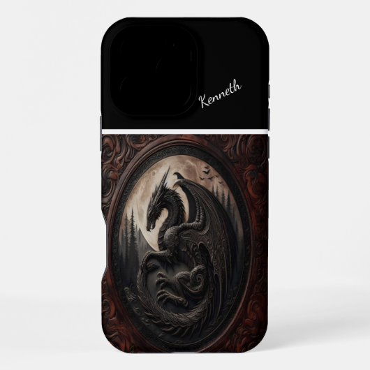 Dragon's Moonlit Vigil iPhone Hoesje (Achterkant)
