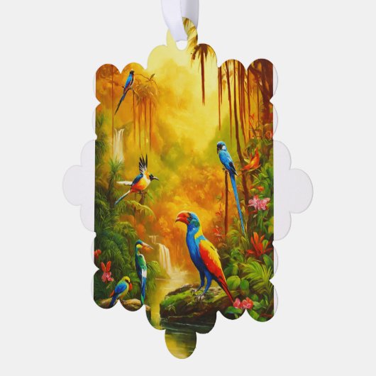 "Dragon's Oerwoud Symphony: Majestic olieverfschil Ornament Kaart (Links)