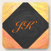 Dragons Oogmonogram Oranje en zwart Bier Onderzetter (Voorkant)