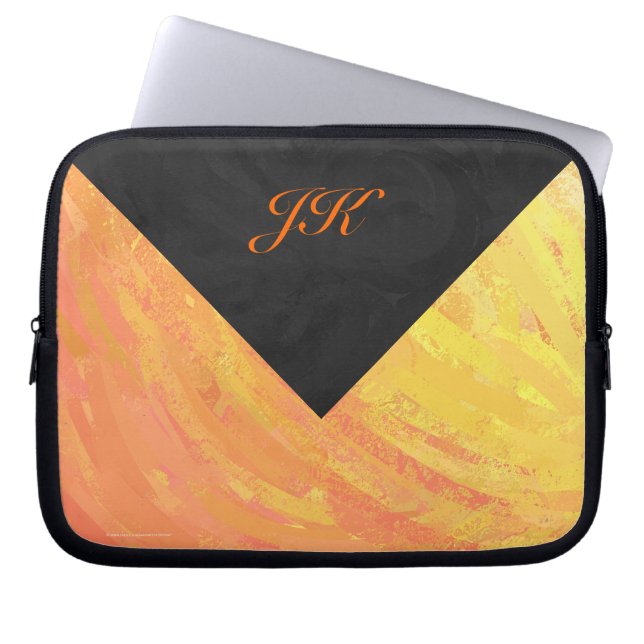 Dragons Oogmonogram Oranje en zwart Laptop Sleeve (Voorkant)