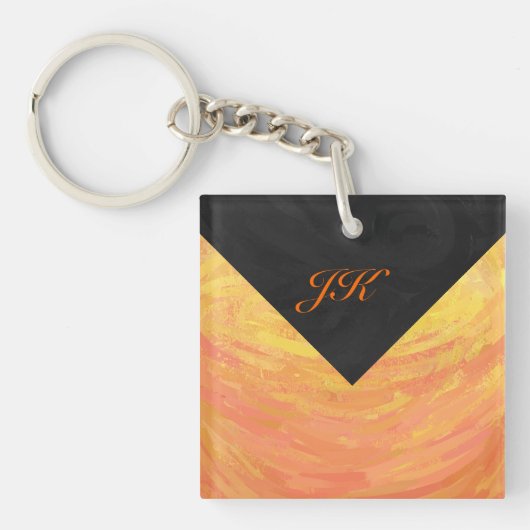 Dragons Oogmonogram Oranje en zwart Sleutelhanger (Voorkant)