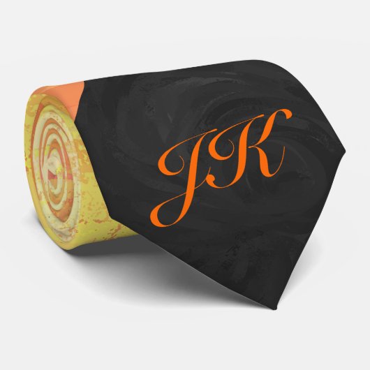 Dragons Oogmonogram Oranje en zwart Stropdas (Opgerold)