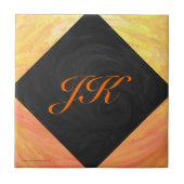 Dragons Oogmonogram Oranje en zwart Tegeltje (Voorkant)