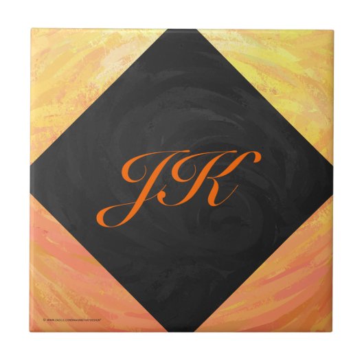 Dragons Oogmonogram Oranje en zwart Tegeltje (Voorkant)