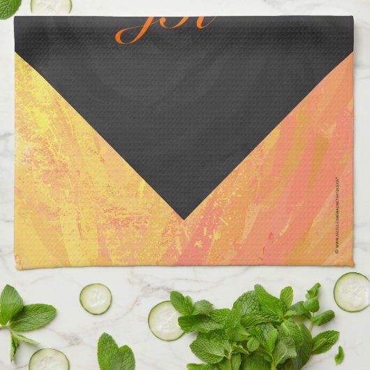 Dragons Oogmonogram Oranje en zwart Theedoek (Gevouwen)