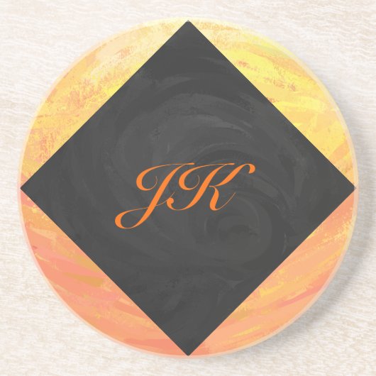 Dragons Oogmonogram Oranje en zwart Zandsteen Onderzetter (Voorkant)