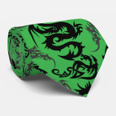 Dragons outline pattern 05.b.DOLP01.Green BG Stropdas (Opgerold)