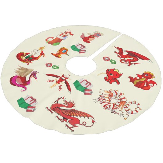 Dragons overal. kerstboom kleed kerstboom rok (Gekanteld)