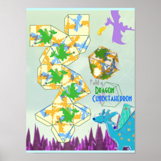Dragons Patroon Vouw een Cuboctahedron Poster