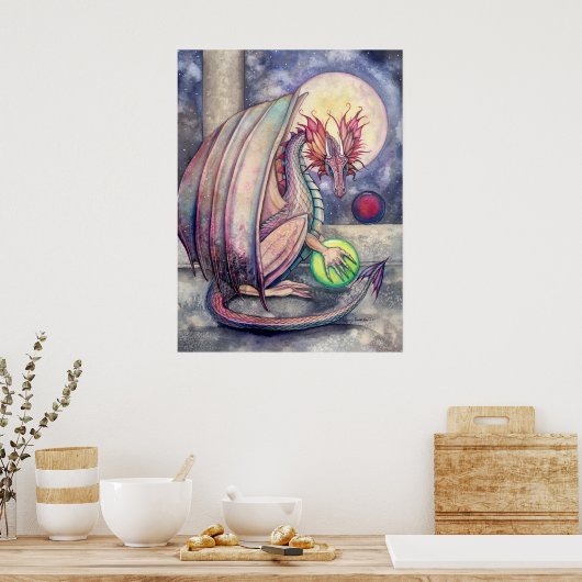 Dragon's Perch Fantasy Art Poster (Keuken)