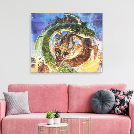 Dragons Rising Art Canvas Afdruk (Insitu (Woonkamer))