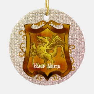 Dragons Schild Familiewapen Achternaam Keramisch Ornament
