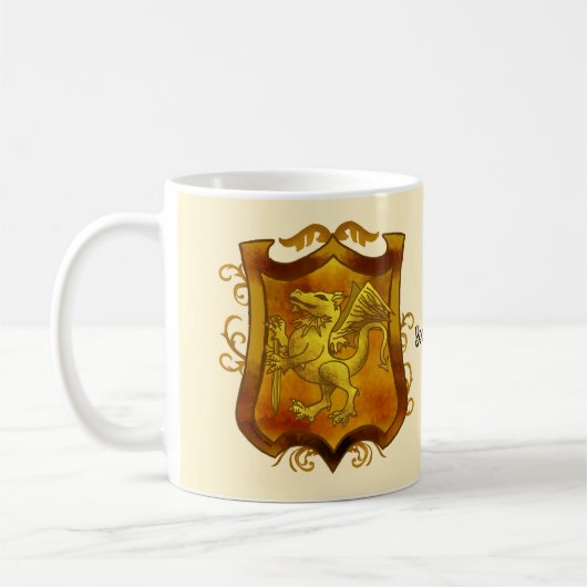 Dragons Schild Familiewapen Achternaam mok (Links)