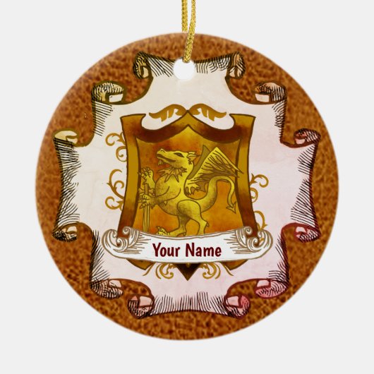 Dragons Schild Familiewapen Achternaam ornament (Voorkant)