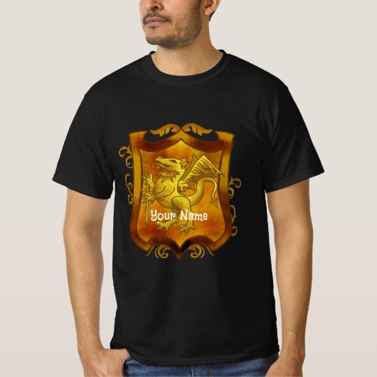 Dragons Schild Familiewapen Achternaam T-shirt (Voorkant)