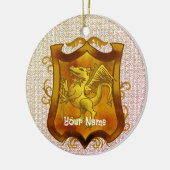 Dragons Shield Family Crest Achternaam Keramisch Ornament (Links)