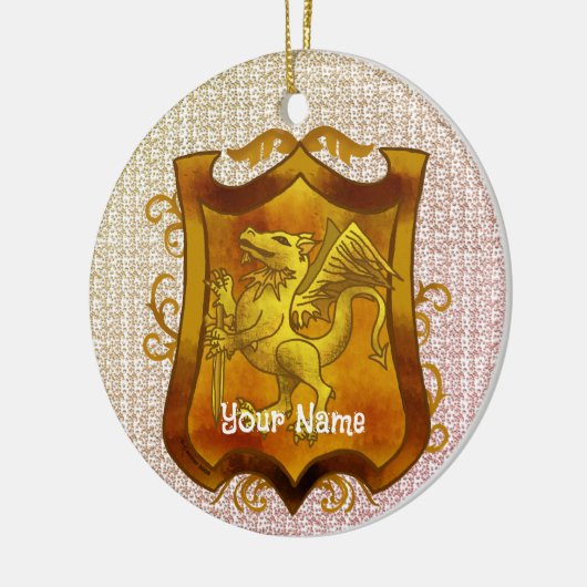 Dragons Shield Family Crest Achternaam Keramisch Ornament (Links)