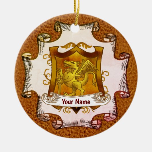 Dragons Shield Family Crest Achternaam ornament (Voorkant)