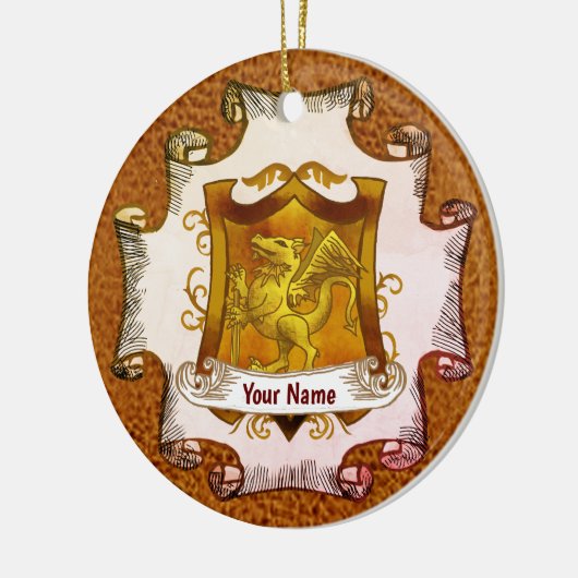 Dragons Shield Family Crest Achternaam ornament (Links)