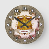 Dragons Shield Family Crest Achternaam Ronde Klok (Voorkant)