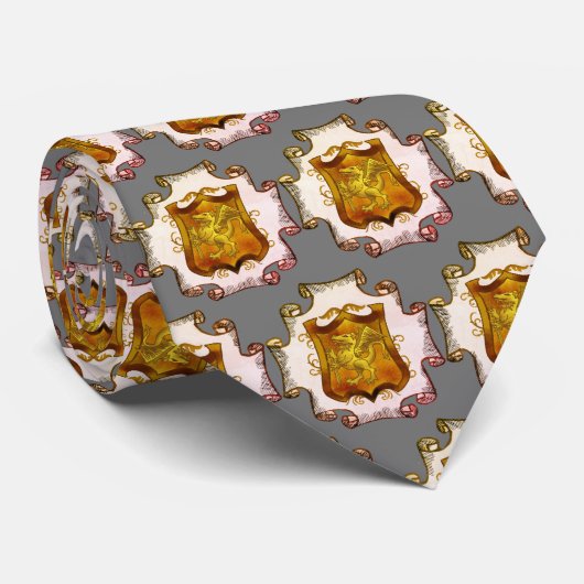 Dragons Shield Family Crest Achternaam Stropdas (Opgerold)