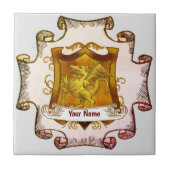 Dragons Shield Family Crest Achternaam tegel Tegeltje (Voorkant)