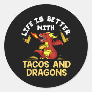 Dragons Tacos Vrouwen Mannen Kinderen Mexicaanse L Ronde Sticker