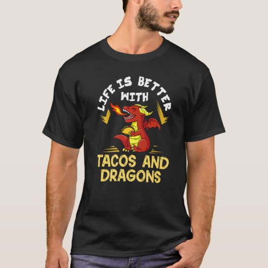 Dragons Tacos Women Mannen Kinder Mexicaanse liefd T-shirt (Voorkant)