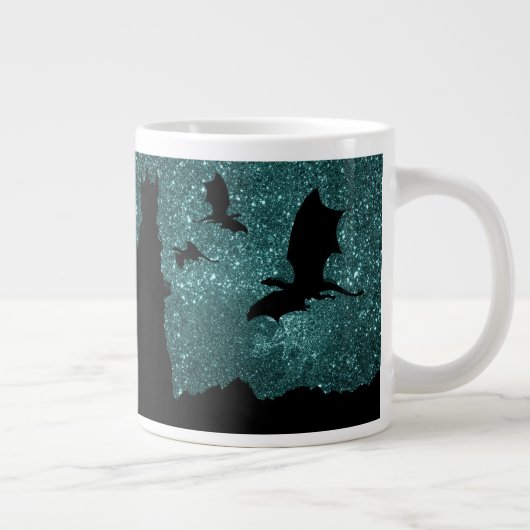 Dragons vliegen, Dawn/Dusk stary sky cliff castle Grote Koffiekop (Rechts)