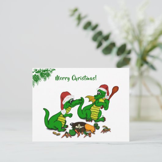 Dragons - Vrolijk kerstfeest! - Vandaag ga ik koke Feestdagenkaart (Staand voorkant)