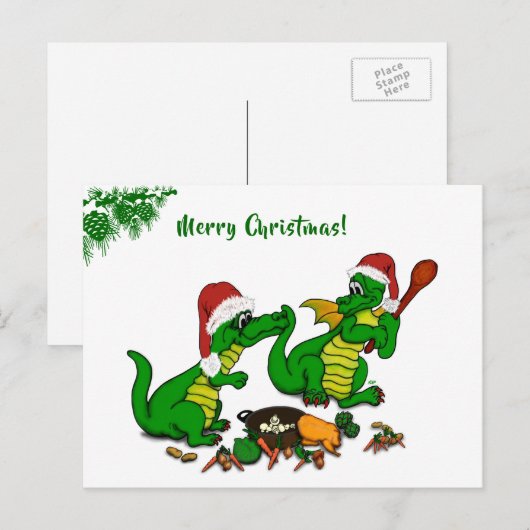 Dragons - Vrolijk kerstfeest! - Vandaag ga ik koke Feestdagenkaart (Voorkant / Achterkant)