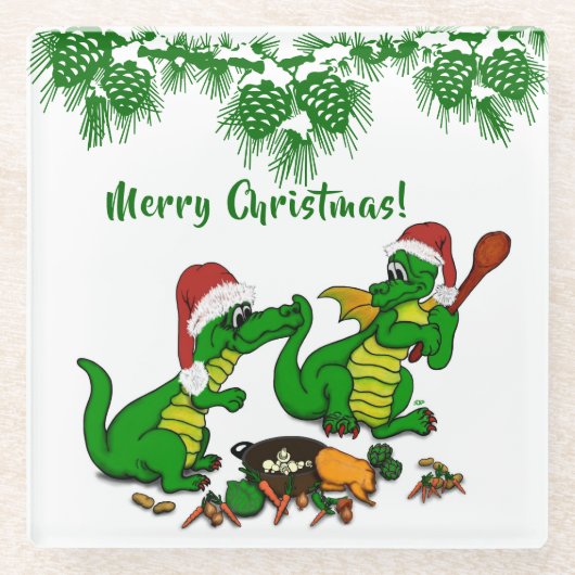 Dragons - Vrolijk kerstfeest! - Vandaag ga ik koke Glazen Onderzetter (Voorkant)
