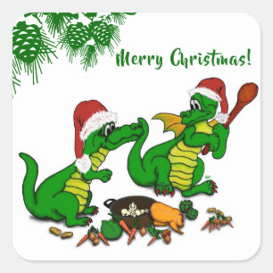 Dragons - Vrolijk kerstfeest! - Vandaag ga ik koke Vierkante Sticker
