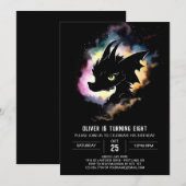 Dragon's Waterverf Dreamy Birthday Kaart (Voorkant / Achterkant)