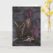 Dragonslayer Fantasy Art Kaart (Gele Bloem)