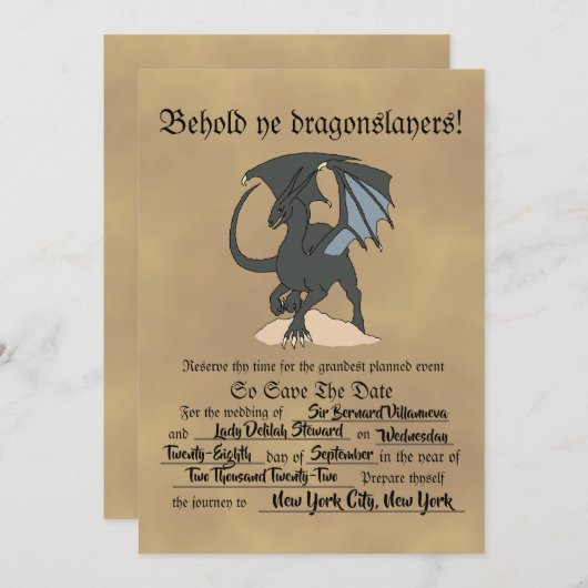 Dragonslayer Scroll Save The Date (Voorkant / Achterkant)