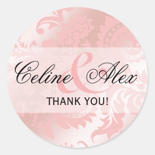 Dragontail Paisley Metallic Favor | roze Ronde Sticker (Voorkant)