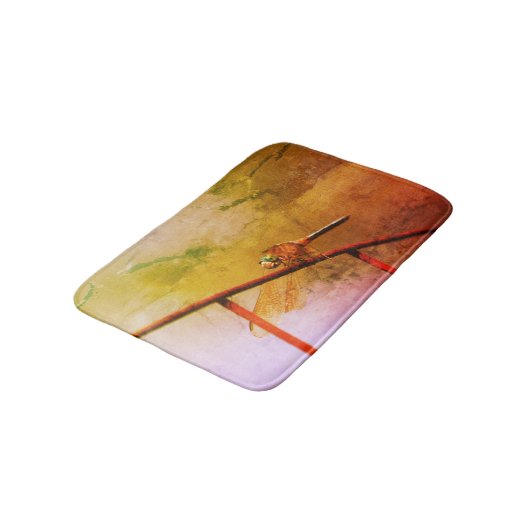 Dragonvlieg op Abstract vervormde draadrand Badmat (Gekanteld)