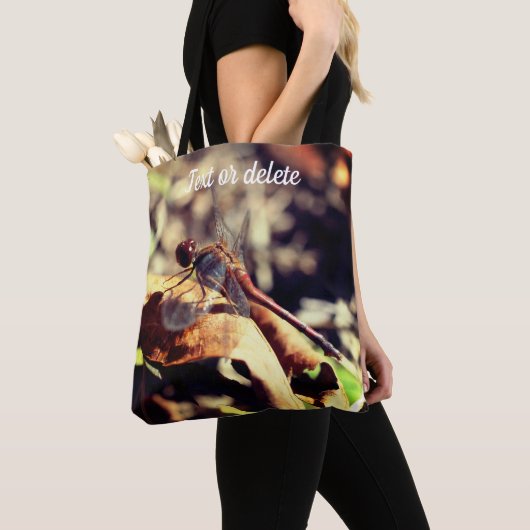 Dragonvlieg op gedroogd leder Sluiten Persoonlijk Tote Bag (Dichtbij)