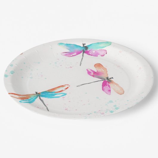 Dragonvliegen 2 papieren borden papieren bordje (Gekanteld)