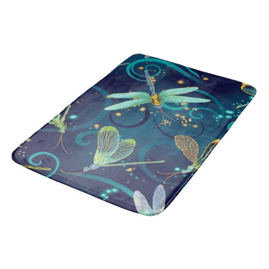 Dragonvliegen Blauwgroen Grote Bath Mat (Gekanteld)