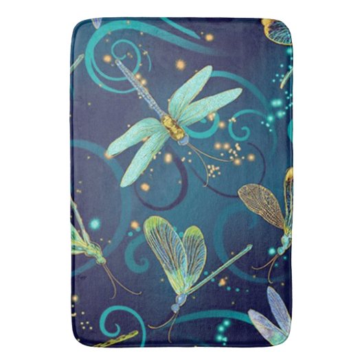 Dragonvliegen Blauwgroen Grote Bath Mat (Voorkant Verticaal)