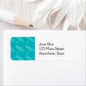 Dragonvliegen, bleek aqua op turquoise etiket (Insitu)