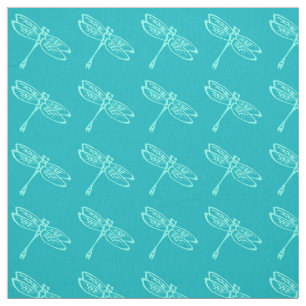 Dragonvliegen, bleek aqua op turquoise stof