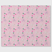 Dragonvliegen en bloemen op pokadots cadeaupapier (Vlak)