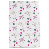 Dragonvliegen en bloemen op wit medium cadeauzakje (Voorkant)