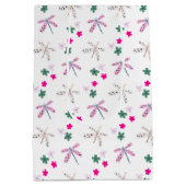 Dragonvliegen en bloemen op wit medium cadeauzakje (Achterkant)