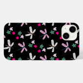 Dragonvliegen en bloemen op zwart Case-Mate iPhone case (Achterkant (horizontaal))
