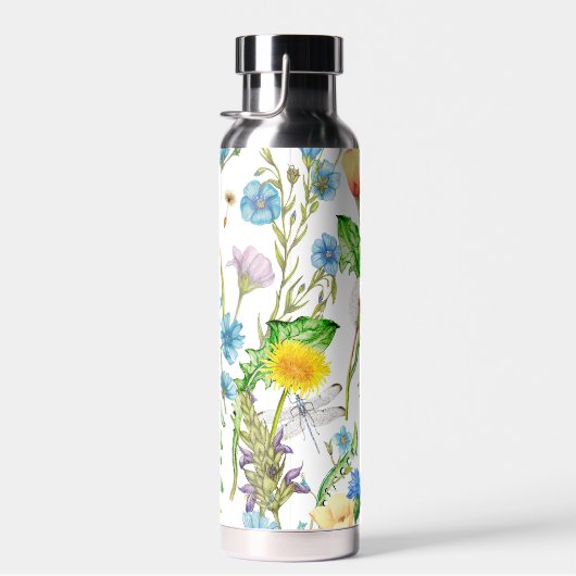 Dragonvliegen en vlinders op wilde bloemen waterfles (Rechts)